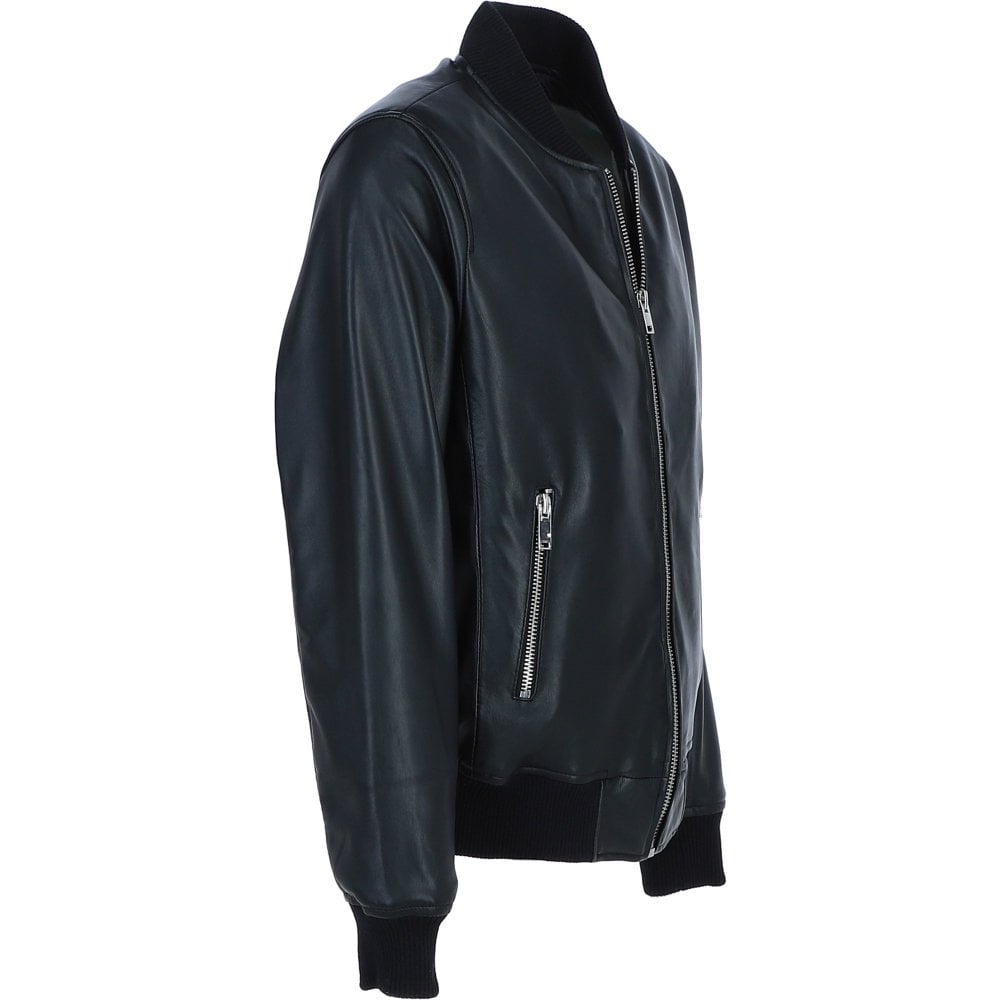 Bomber Jacket Black  Infinity Bomber 100% Genuine Leather, Regular Fit