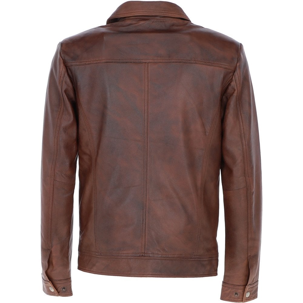 Men’s Tan Leather Bomber Jacket