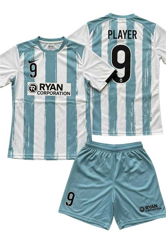 Ryan Corporation White & Teal Soccer Kit