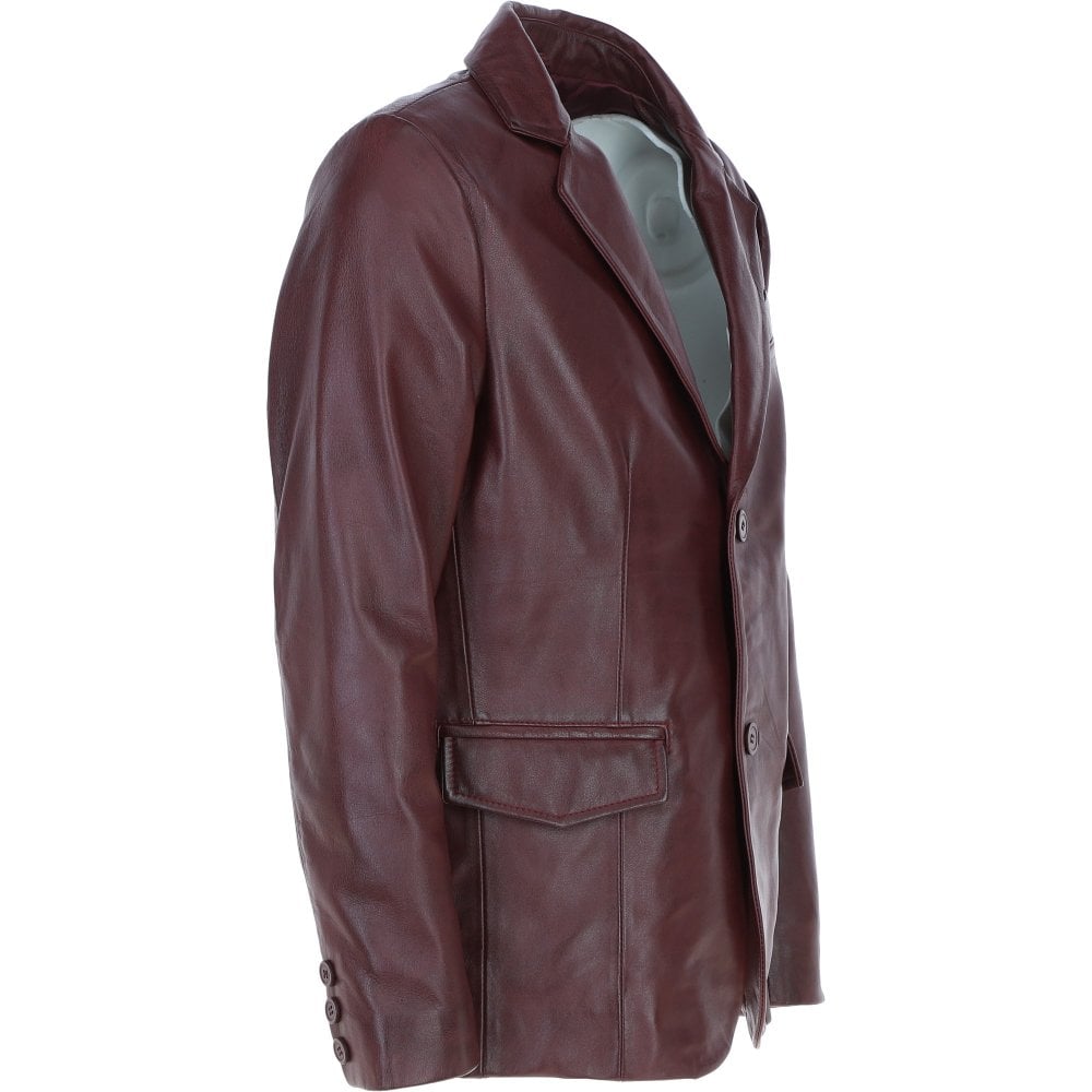 Men’s Classic Rust Leather Blazer Premium Tailored Style