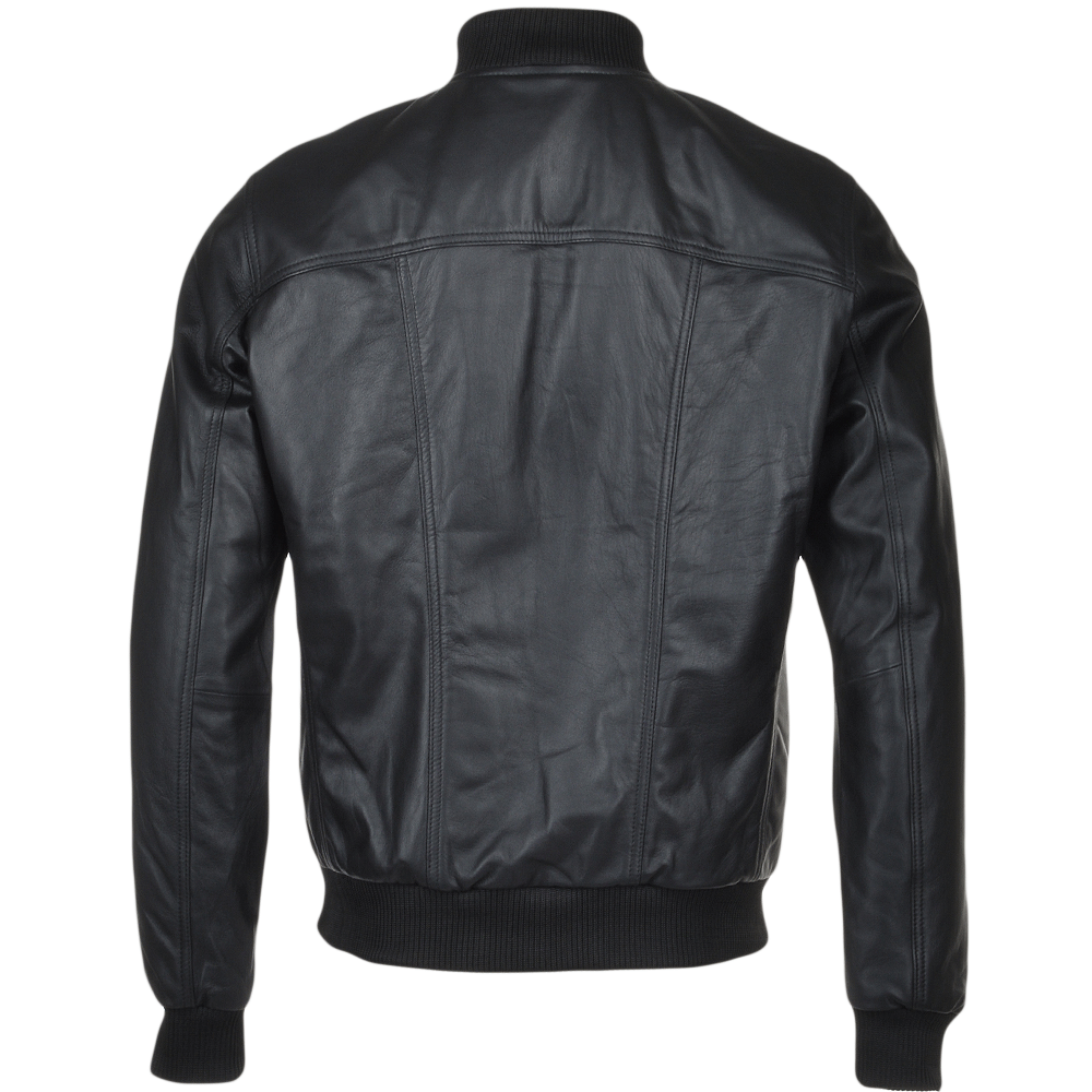 Men’s Black Leather Bomber Jacket Premium Genuine Leather