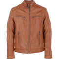 Men’s Tan Leather  Jacket 100% Genuine Leather, Slim Fit, Modern Rider Style