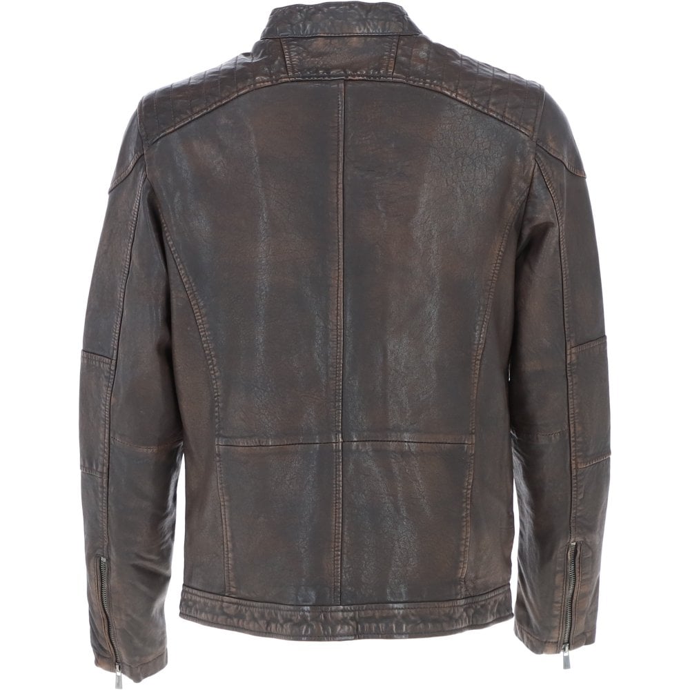 Men’s Real Leather Biker Jacket Coffee / Brown