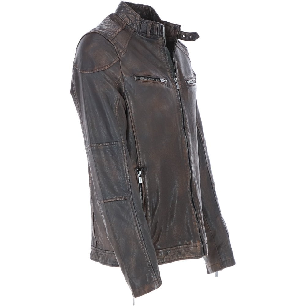 Men’s Real Leather Biker Jacket Coffee / Brown