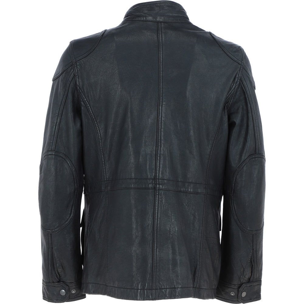 Men’s Safari Style Leather Jacket Black