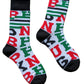 White Athletic Socks with Bold Red & Green Lettering