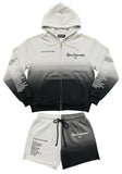 Gray Gradient Definition Hoodie & Shorts Set