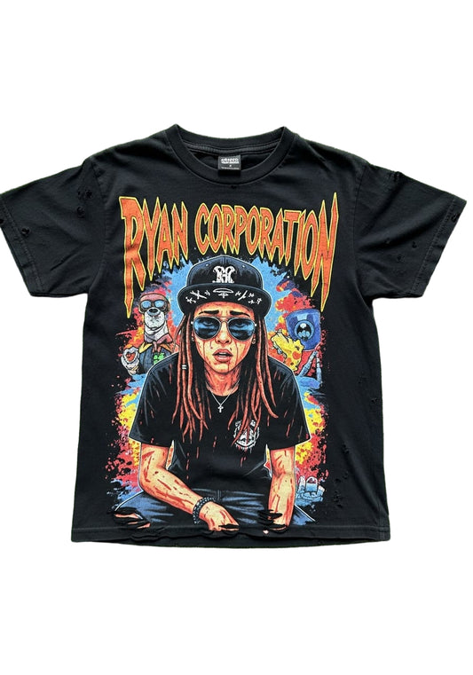 Distressed Graphic Warzone T-Shirt Black