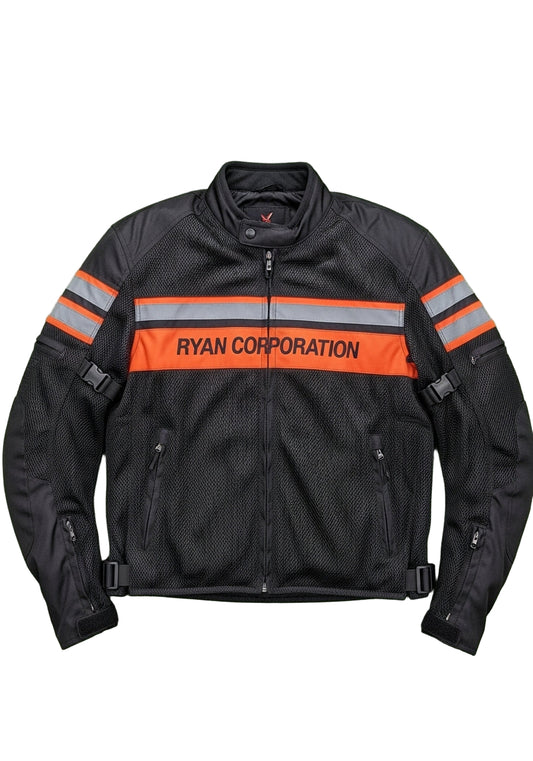 Black Mesh Motorcycle Jacket with Orange & Gray Accents