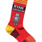 Red Athletic Sock with Robot Graphic
