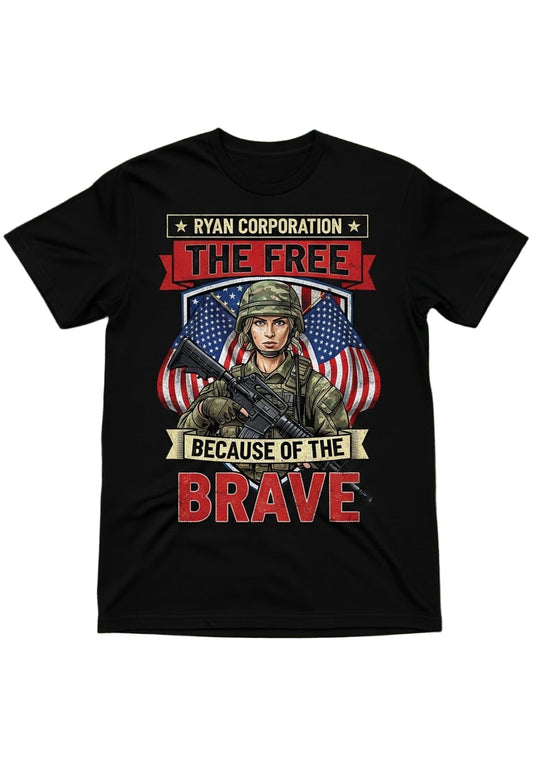 Ryan Corporation “The Free Because of the Brave” Graphic T-Shirt  Black