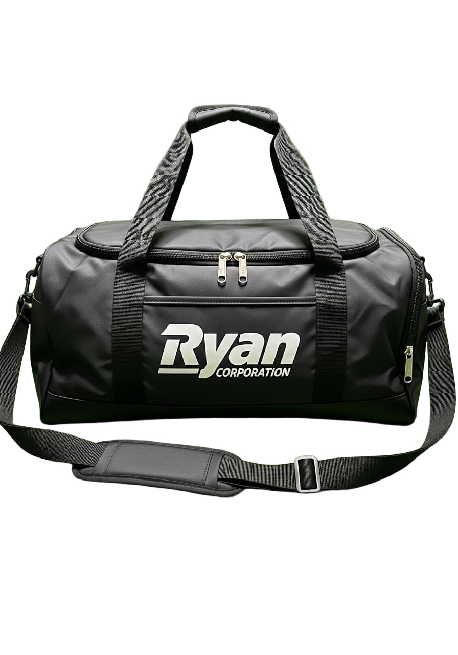 Black Sports & Travel Duffel Bag with White Logo