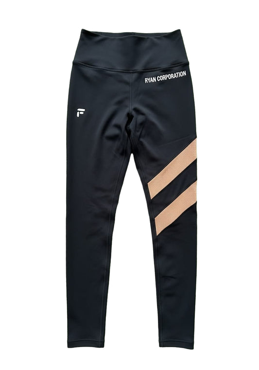 Black High-Waist Leggings with Crisscross Mesh Panels