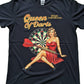 Ryan Corporation “Queen of Darts” Vintage Pin-Up Graphic T-Shirt  Black