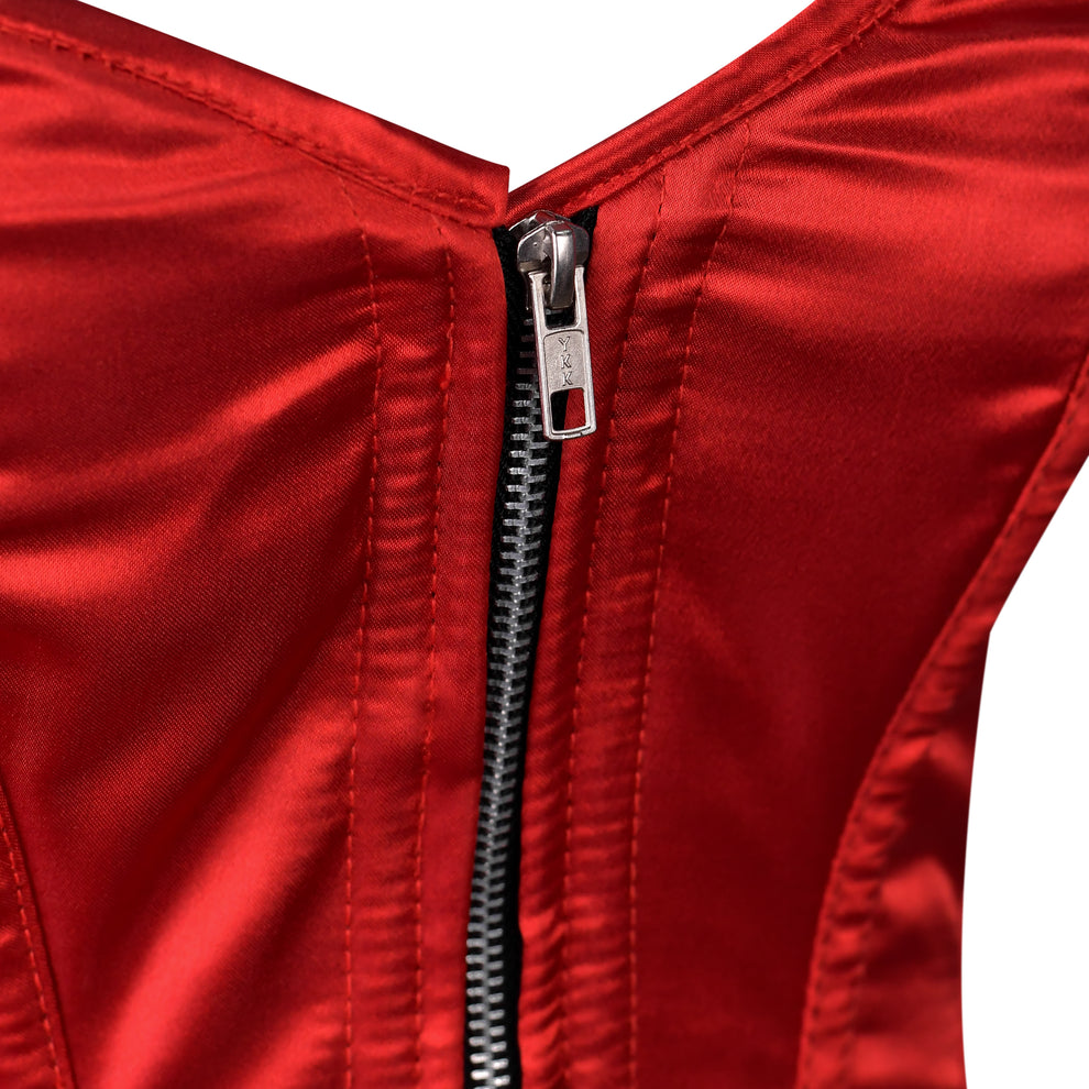 Red Satin Overbust Corset  Waist Training & Body Shaping Corset for Women