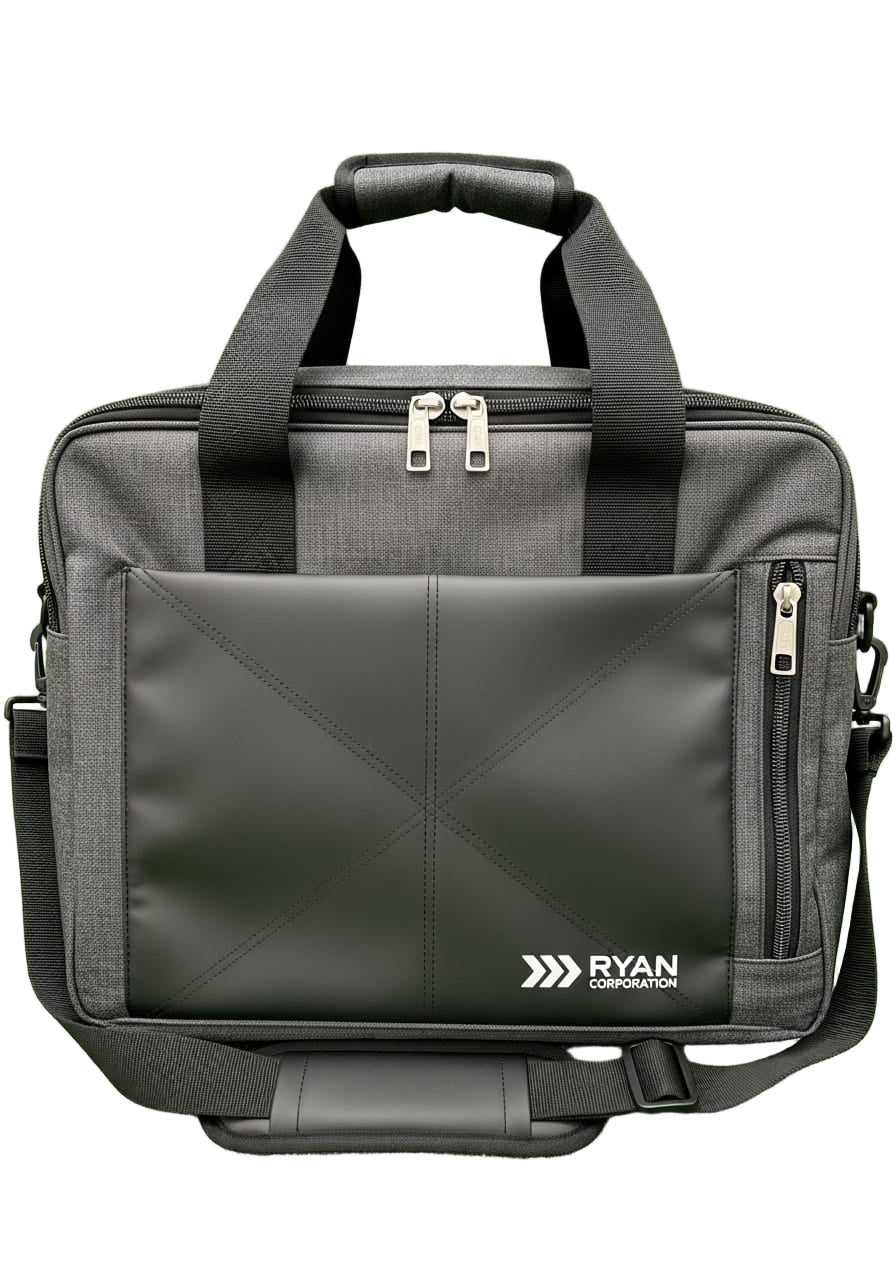 Dark Gray Duffel Bag with Black Accents & White Ryan Corporation