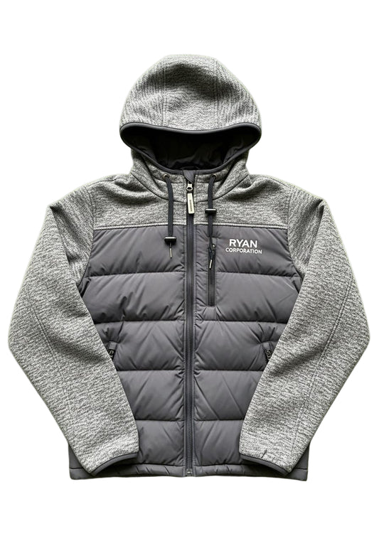 Grey & Dark Grey Puffy Hooded Jacket  Ryan Corporation