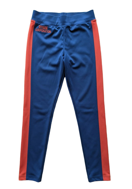 Dark Blue Leggings with Rust-Colored Side Stripe