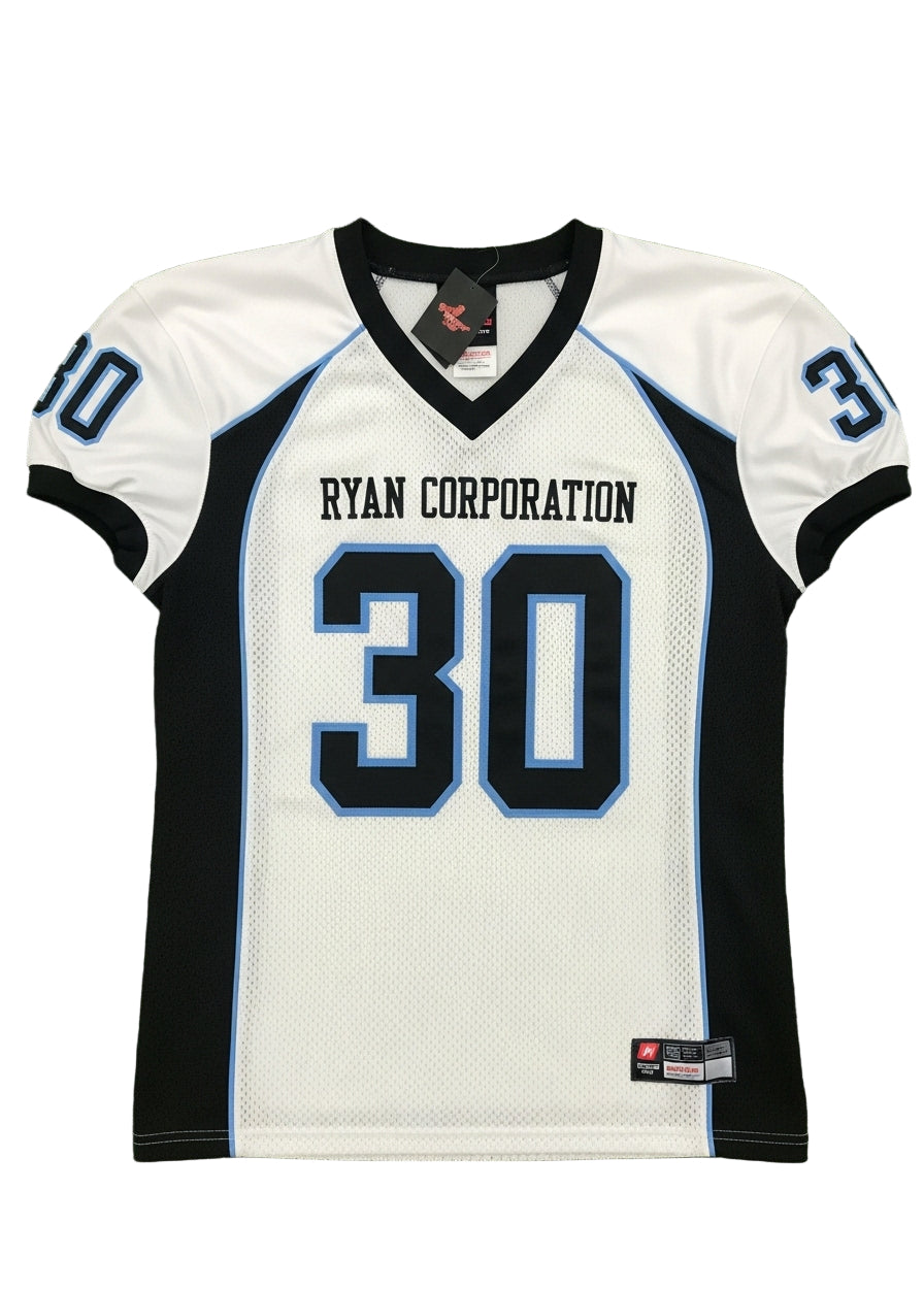 White Mesh Football Jersey  "RYAN CORPORATION 30" Game Edition