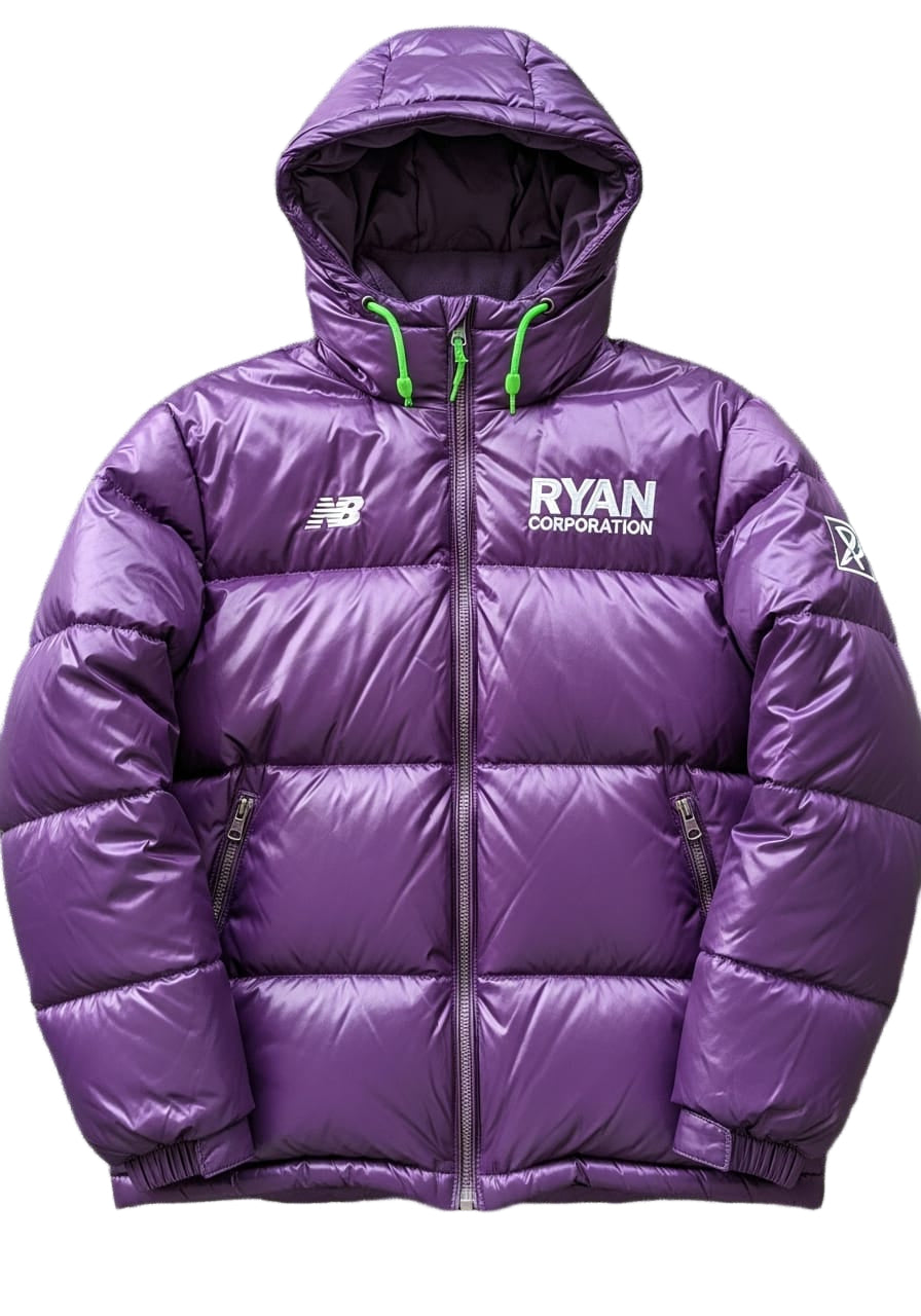 Purple Quilted Puffer Jacket with Hood