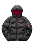 Black Puffer Jacket with Fuchsia Lining