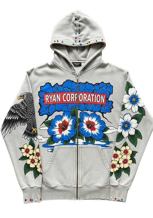 Ryan Corporation Light Gray Graphic Hoodie