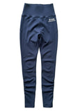 Dark Navy High-Waisted Athletic Leggings with Embroidery