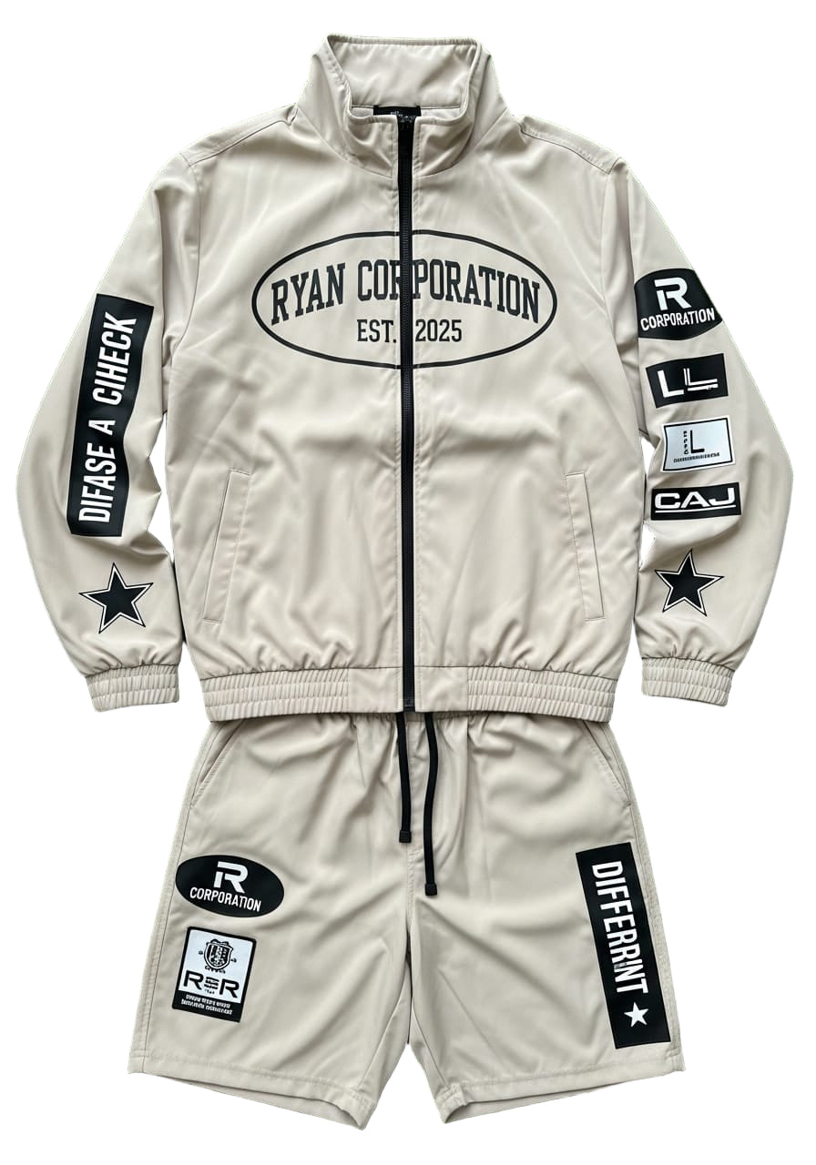 Ryan Corporation Beige Nylon Jacket & Shorts Set