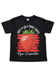 Just a Girl Who Loves Strawberry Graphic T-Shirt  Black