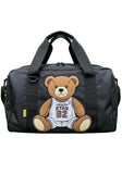 Black Duffel Bag with Teddy Bear Patch
