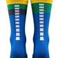 Blue & Green Crew Socks with Vertical Hash Marks