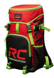 Red & Black Backpack with Ryan Corporation Logo and Lime Green Accents