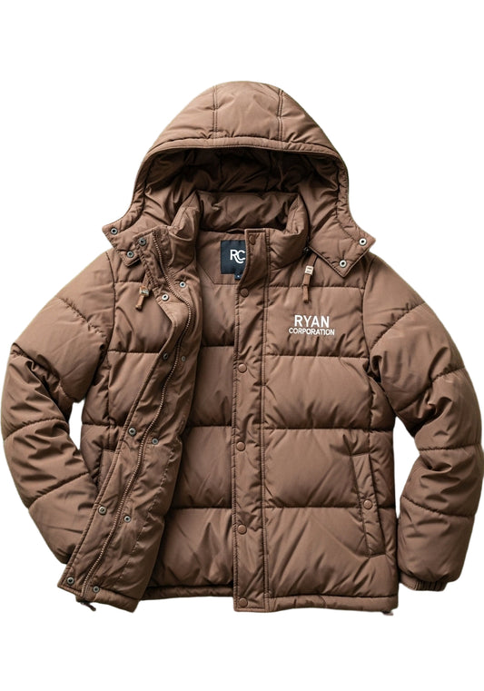Brown Hooded Puffer Jacket