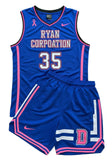 Ryan Corporation Royal Blue Basketball Uniform