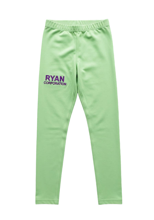 Light Green Leggings with Branded Embroidery