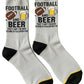 Gray & Yellow Football and Beer Crew Socks