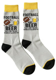 Gray & Yellow Football and Beer Crew Socks