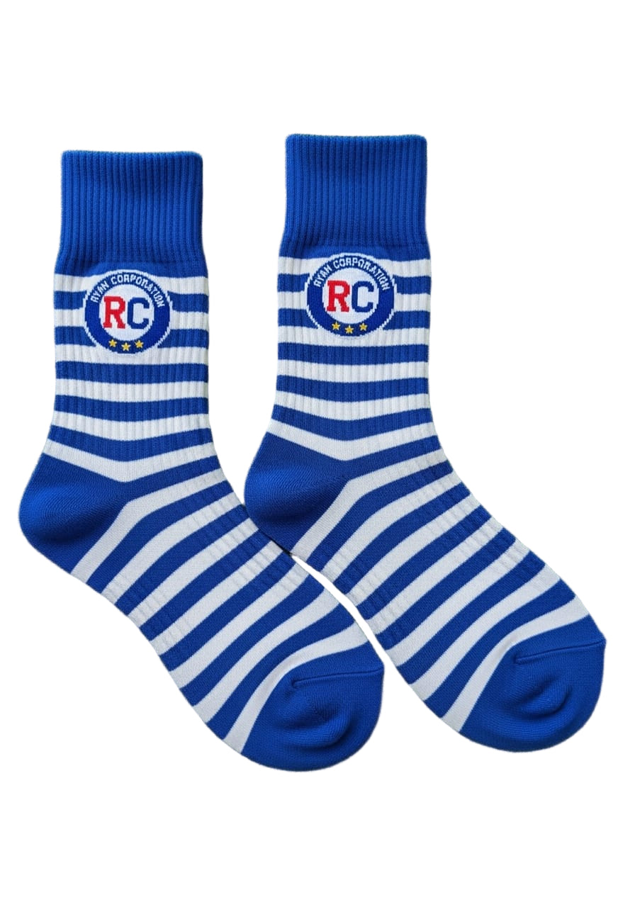 Blue & White Striped Sock with Ankle