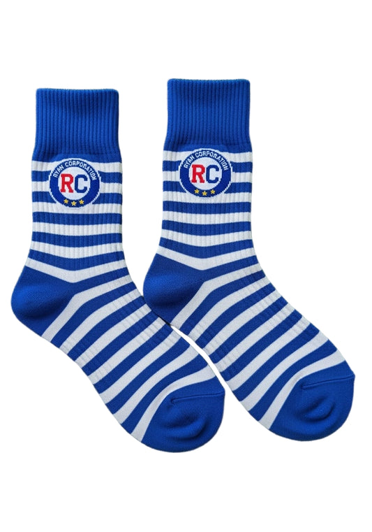 Blue & White Striped Sock with Ankle