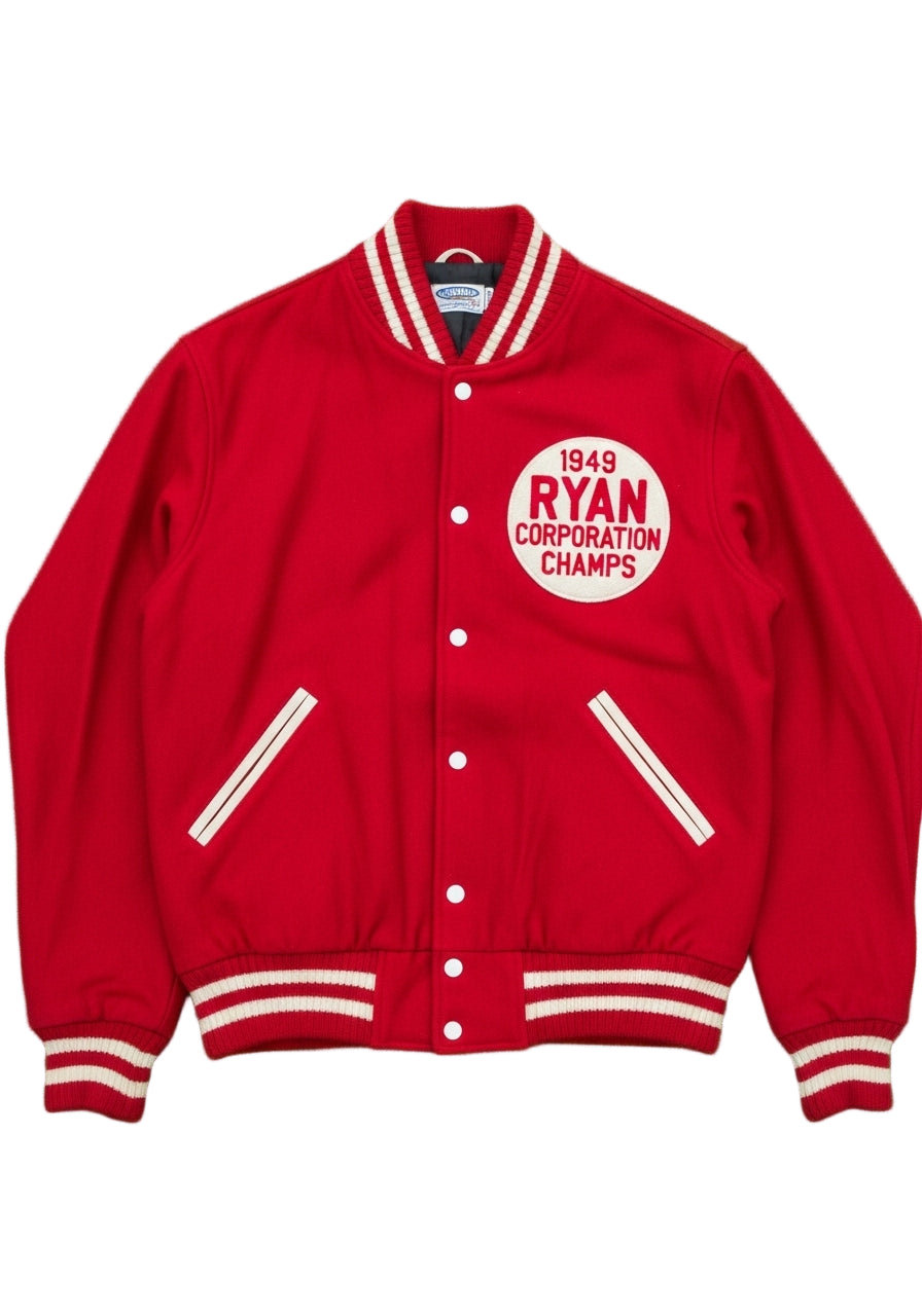 Red Varsity Jacket with Cream Accents