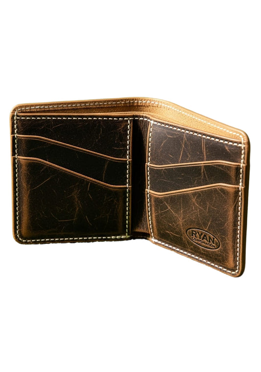 Vintage Dark Brown Leather Wallet Slanted Card Slots