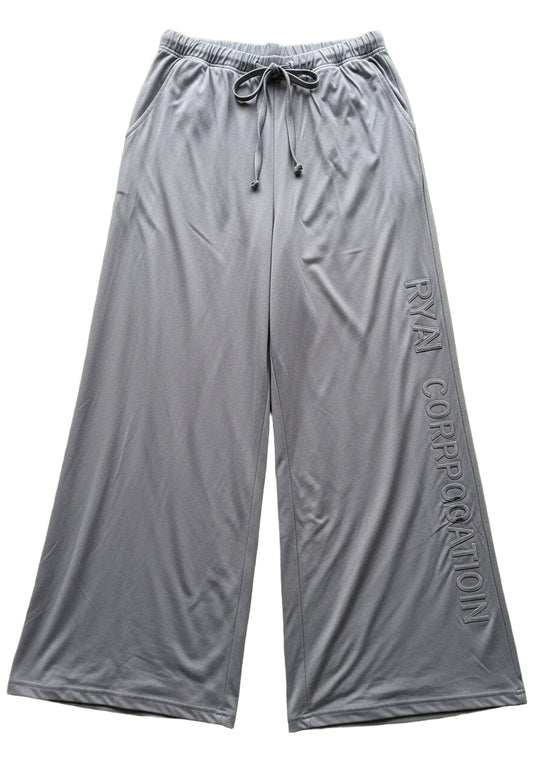 Solid Gray Wide-Leg Pajama Pants