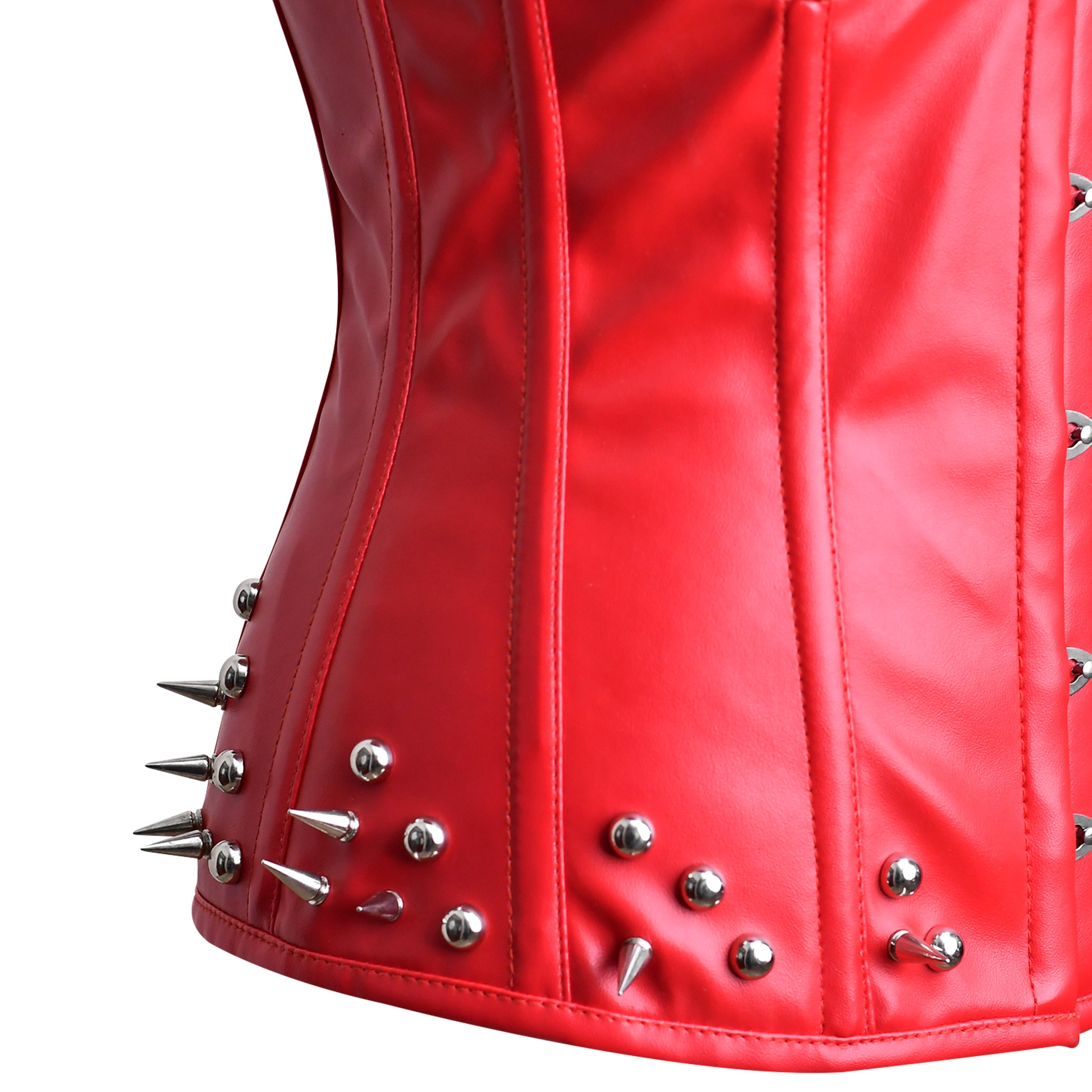 Handmade Real Leather Overbust Corset Gothic Style with Bullet Spike Embellishment