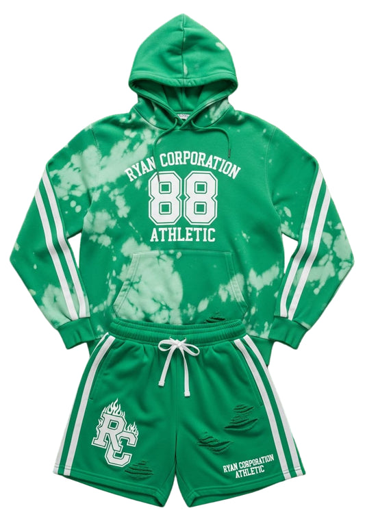 Ryan Corporation Green Hoodie & Shorts Set