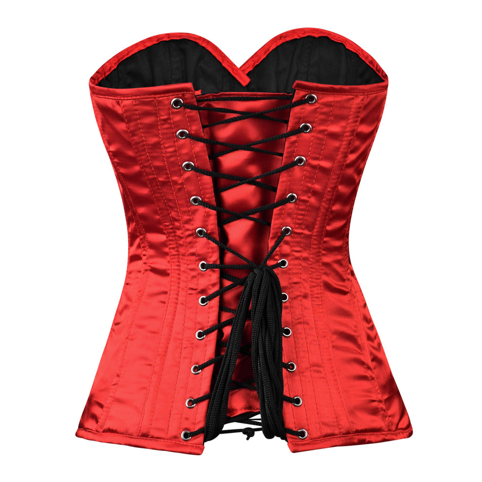 Red Satin Overbust Corset  Waist Training & Body Shaping Corset for Women
