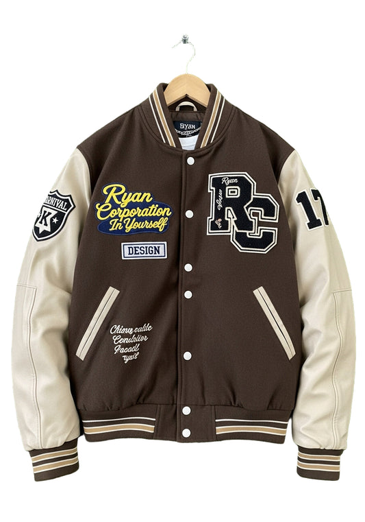 Brown & Beige RC Letterman Jacket
