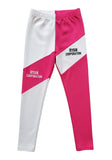 Dual-Tone Pink & White Leggings with Bold Branding
