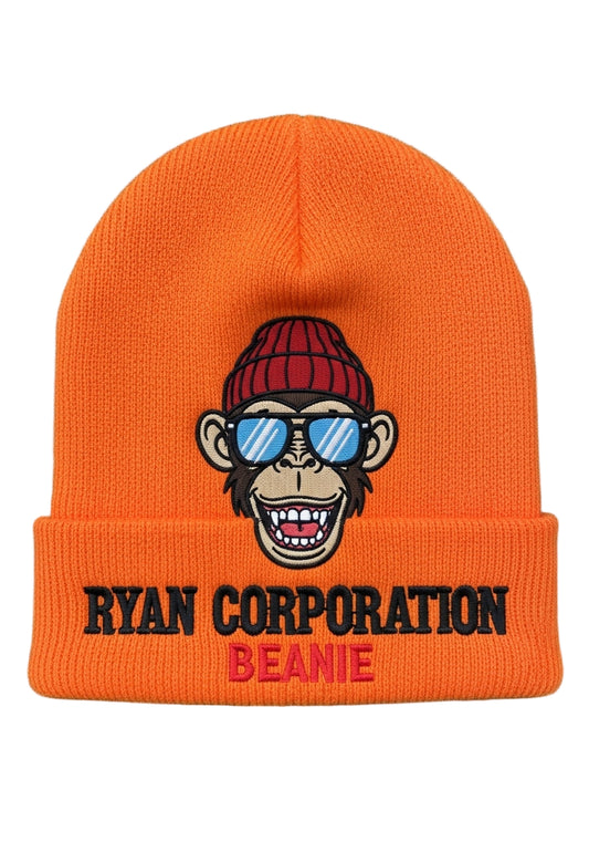 Ryan Corporation Orange Monkey Embroidered Beanie