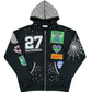 Black Full-Zip Hoodie with Embroidered Patches & Rhinestone