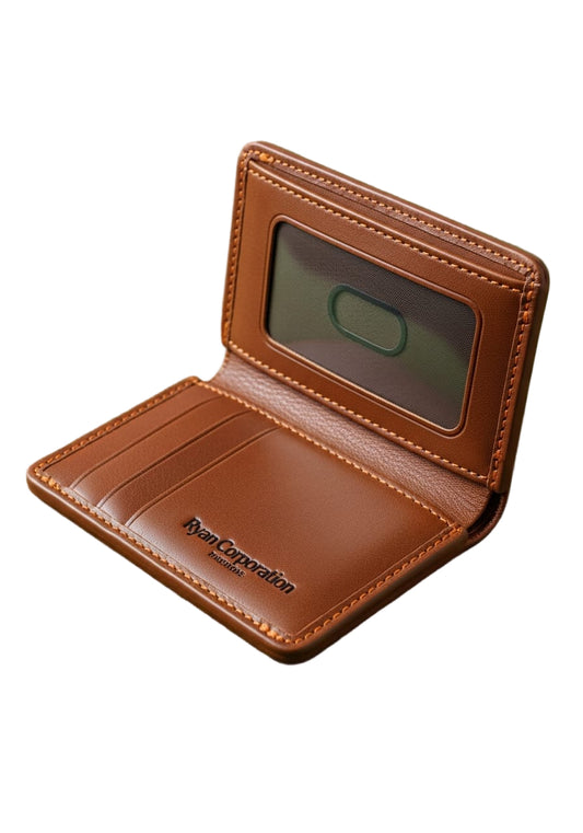 Brown Leather Bifold Wallet Orange Stitching